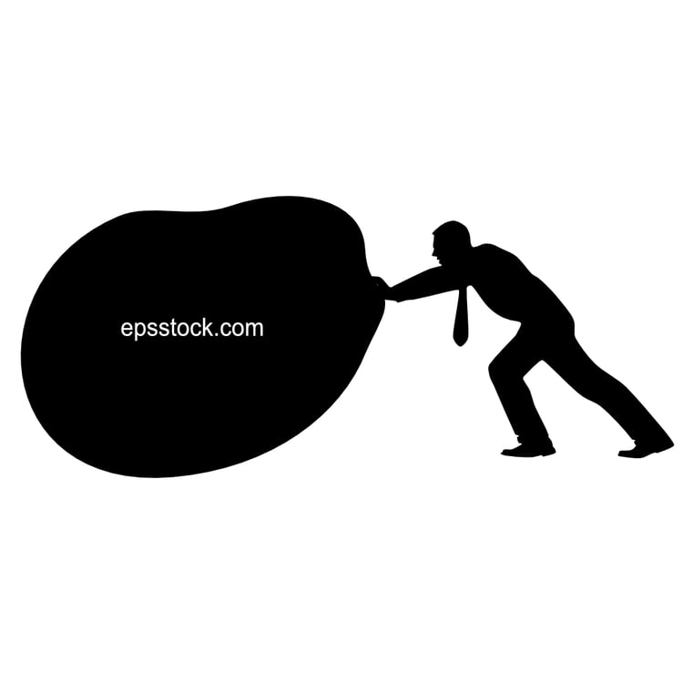 Business man pushing large stone