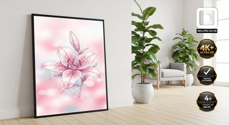 Romantic Lily Abstract Mosaic Poster Artwork – Wall Poster Home Setup