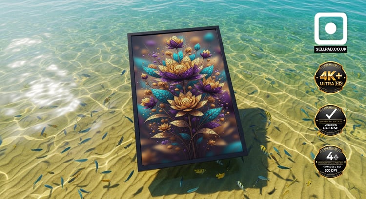 Fantasy Floral Abstract Mosaic Bouquet Art Poster – Clean Modern Art Space