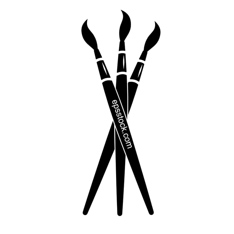 Palette with paints and paint brushes