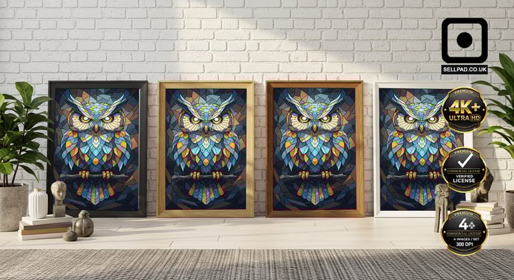 Mosaic Owl Night Pop Art Digital Art Piece – Modern Design Showcase