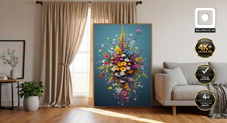Color Explosion Abstract Wildflower Digital Poster – Contemporary Wall Art View