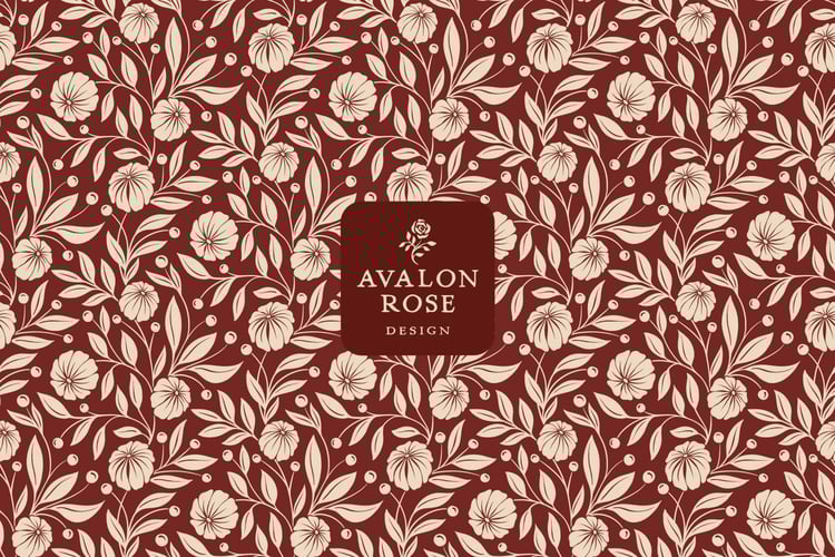 seamless surface pattern design features vintage-inspired climbing vines and florals, historical color options, and was hand illustrated by Avalon Rose Design