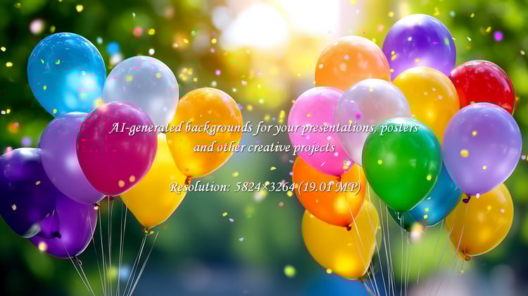 Capture pure celebration with this vibrant collection of colorful balloons and shimmering confetti, perfect for birthdays, parties, and any joyous event. Evoke happiness and excitement.