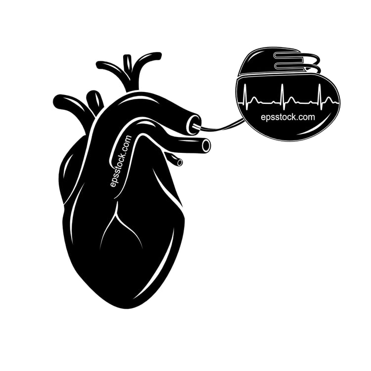 Artificial cardiac pacemaker in heart