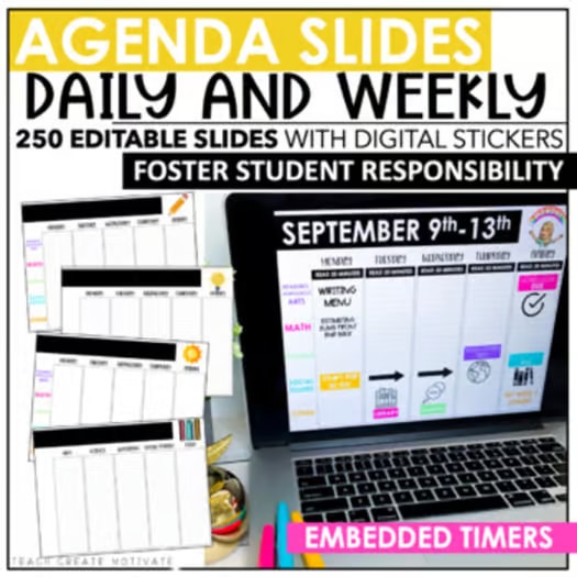 Editable Daily and Weekly Agenda Slides Templates with Timers - Google Slides