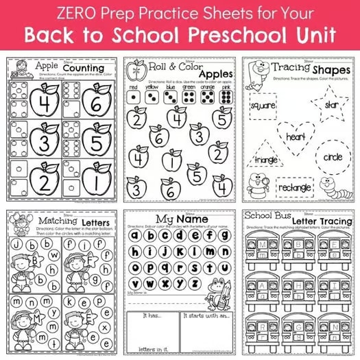 Back to School Activities for Preschool | First Week Centers | Math and Literacy