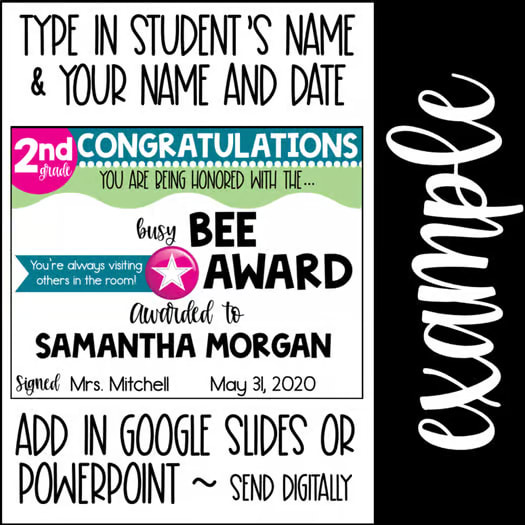 Digital & Print End of the Year Awards Google Second Grade