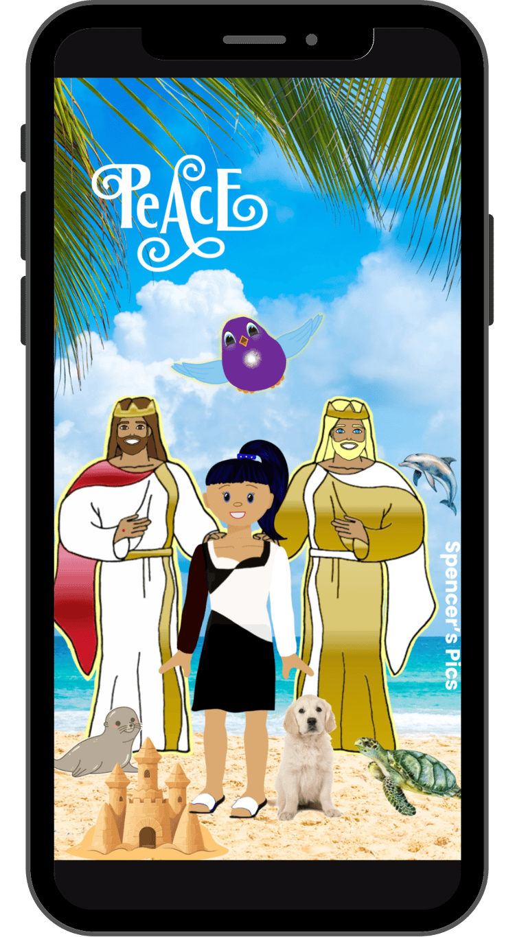 Peace on the beach with Jesus (girl) cell phone wallpaper