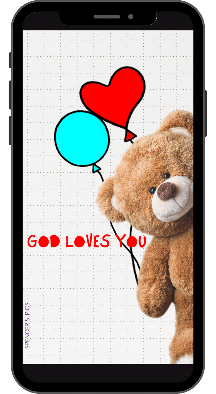 God Loves You Bear With 2 Balloons Cell Phone Wallpaper