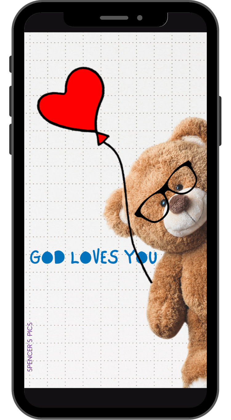God Loves You Bear With 1 Balloon Cell Phone Wallpaper