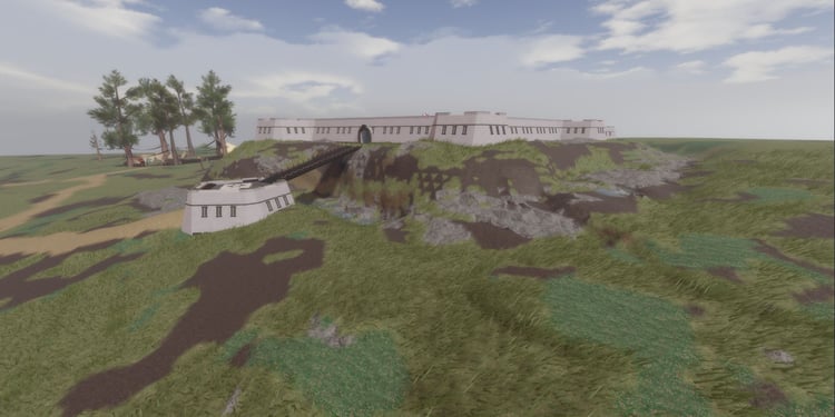 Roblox star fort on a hill with detailed terrain
