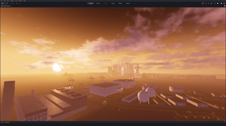 Roblox Japanese island city map with futuristic lighting