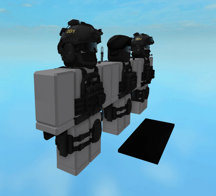 Roblox SCP tactical armour models standing in formation