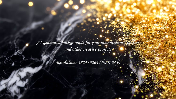 Captivating blend of opulent gold glitter and soft bokeh lights dances across a sophisticated black marble surface, evoking luxury and festive joy for celebratory designs.