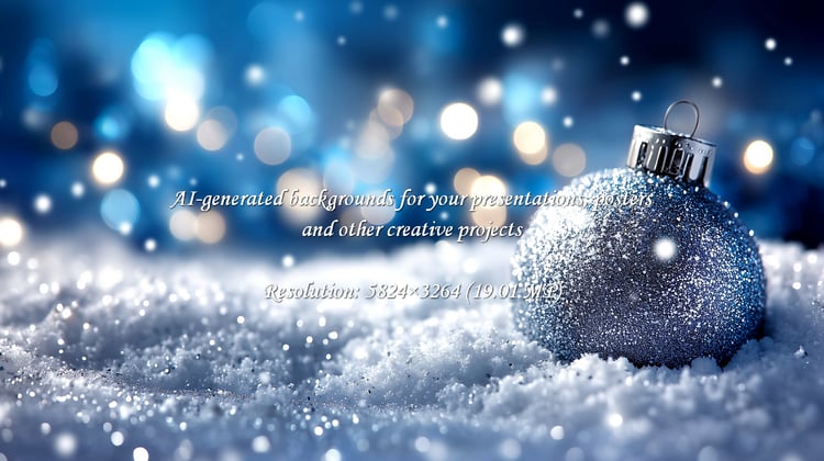 Captivating scene of a shimmering blue Christmas ornament resting in pristine snow, surrounded by dreamy bokeh lights. Evokes warmth, joy, and the magical spirit of the holiday season for festive designs.