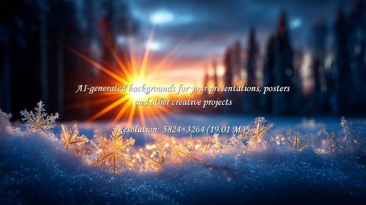 Experience the breathtaking beauty of winter with a vibrant sunburst illuminating intricate snowflakes on a frosty landscape. Perfect for holiday themes, nature projects, and conveying a magical, serene atmosphere.