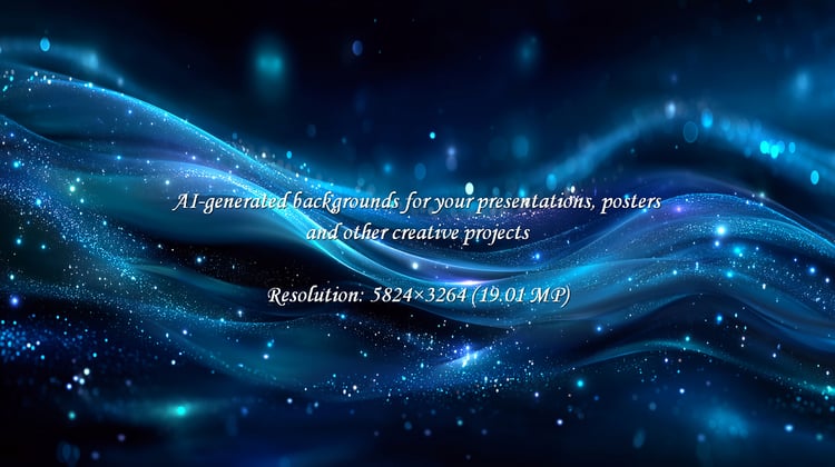 Dive into a mesmerizing universe of flowing deep blue waves and sparkling stardust. This magical, abstract background evokes wonder and futuristic elegance, perfect for tech, science, or fantasy themes.