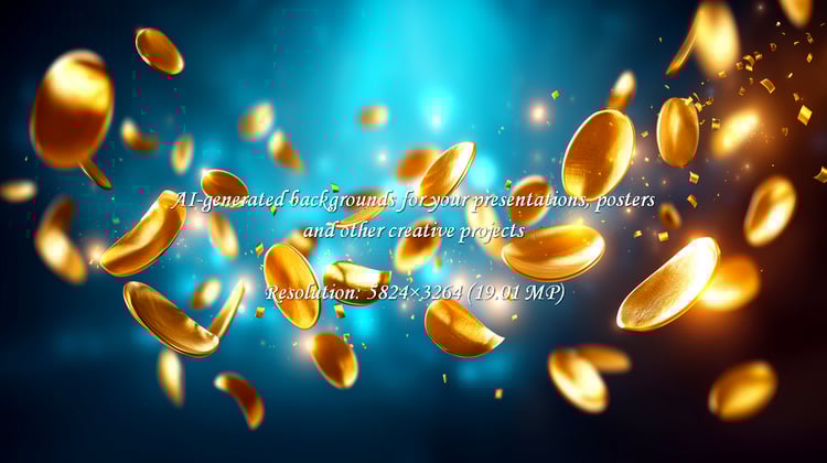 Experience the thrill of abundance with this stunning cascade of golden coins and sparkling confetti, perfect for conveying success, financial growth, and celebratory moments.