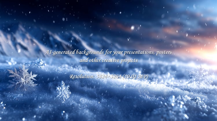 Experience the magical beauty of winter with this stunning close up of delicate snowflakes sparkling on a snowy landscape. A breathtaking sunset paints the sky, creating a serene and pristine atmosphere perfect for holiday or nature themes.