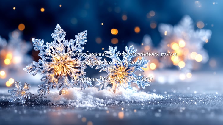 Capture the enchanting allure of winter with these exquisite crystal snowflakes resting on soft snow, illuminated by warm bokeh lights. Perfect for festive designs and creating a magical, serene atmosphere.