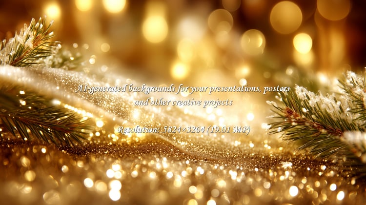 Capture the enchanting spirit of the holidays with this stunning golden bokeh and frosted pine branch scene. Perfect for festive designs, luxury branding, and creating a magical, celebratory atmosphere.