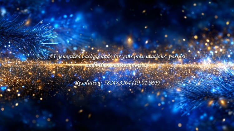 Enchanting bokeh lights in shimmering gold and deep blue create a magical, celebratory backdrop. Perfect for conveying holiday spirit, festive events, or a sense of wonder and joy. Its luminous glow adds elegance and excitement to any design.