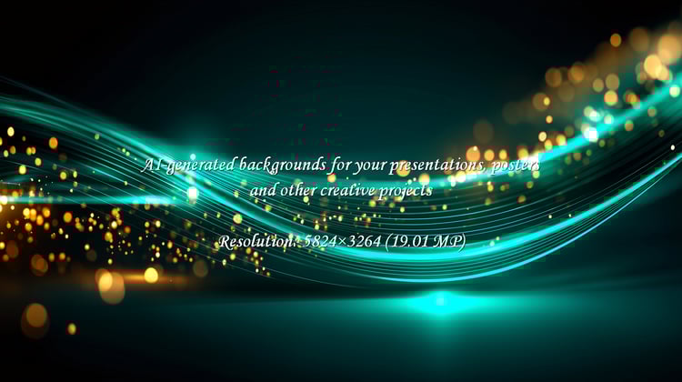 Experience the captivating allure of flowing teal light streaks intertwined with shimmering golden bokeh, perfect for conveying innovation, celebration, or a sophisticated technological theme. This dynamic abstract background evokes excitement and moderni