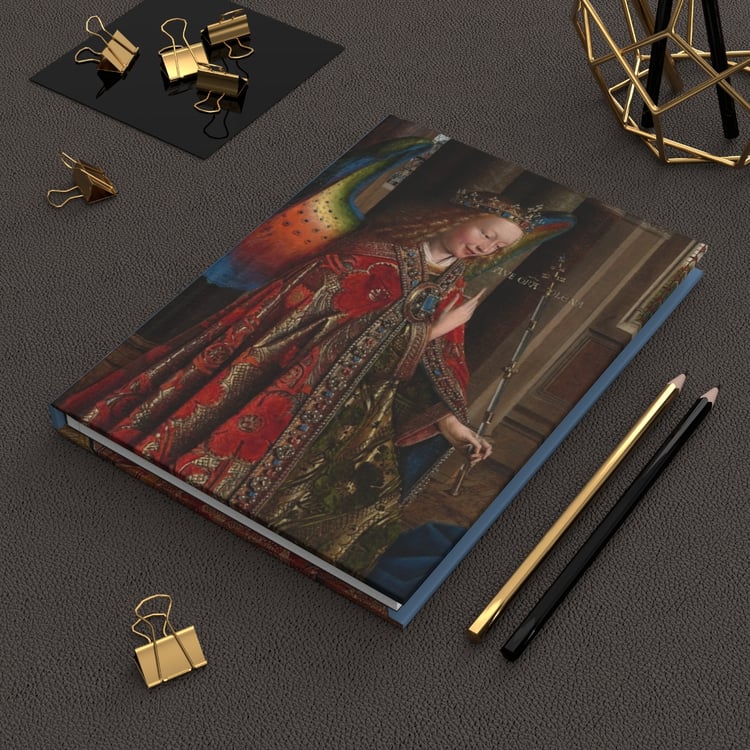 Van Eyck Angel Gabriel, Annunciation painting notebook catholic gift