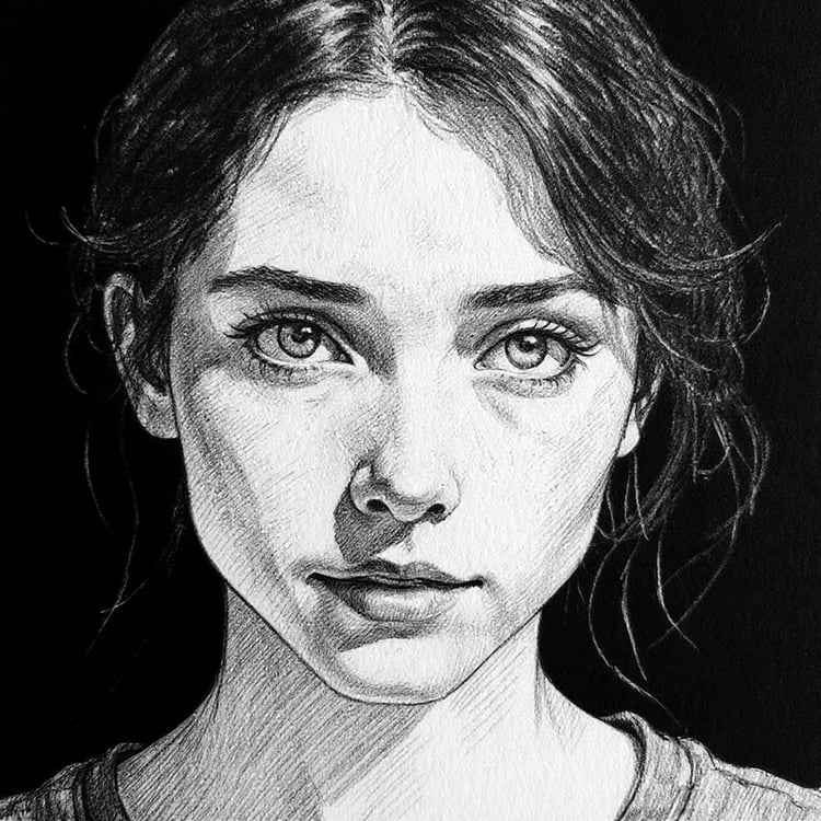 Creative pencil art portrait on black background