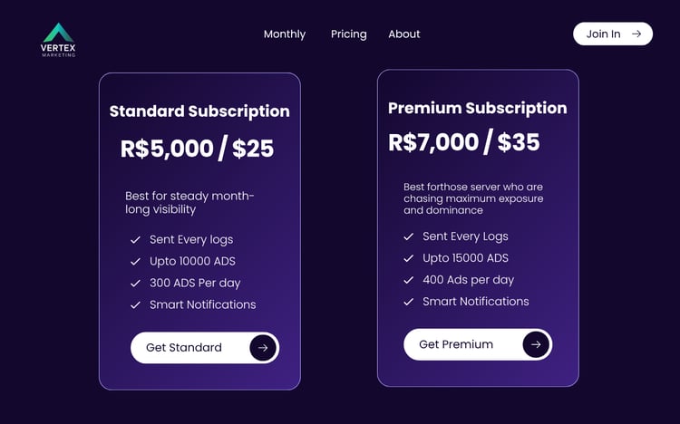 Vertex Marketing - Monthly Subscriptions - Payhip