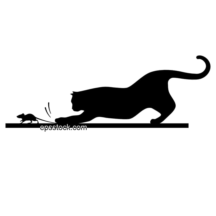 The cat catches the mouse while playing