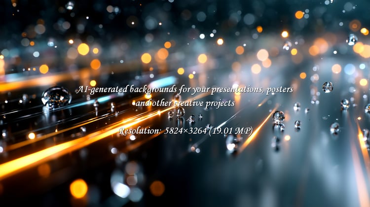 A stunning abstract background featuring bokeh lights and water droplets, perfect for adding a touch of modern elegance to technology, innovation, or futuristic projects. Create a clean and fresh vibe.