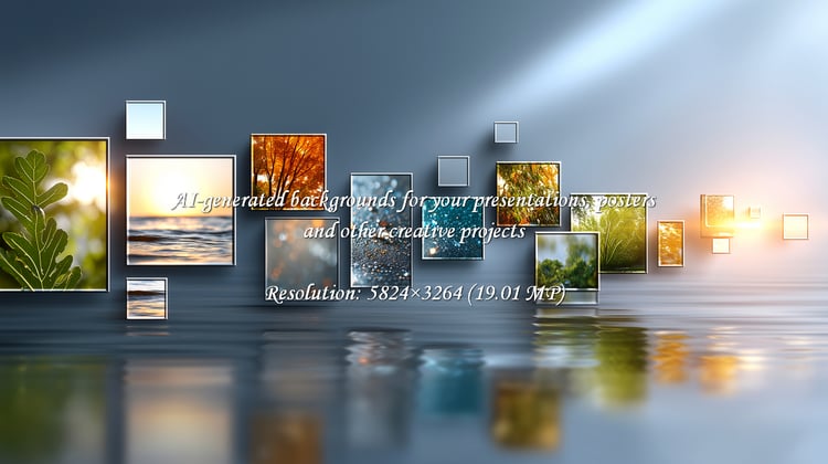 A serene and modern gallery wall showcasing nature scenes reflected in water, perfect for creating a peaceful atmosphere in any home or office. Find inspiration in this unique display.