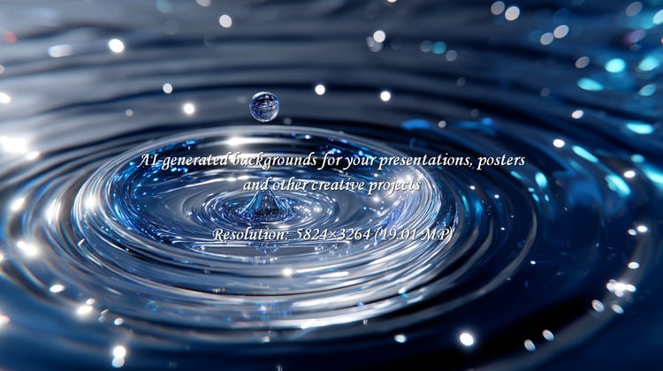 Experience the mesmerizing beauty of a single water droplet's impact, creating dynamic ripples and sparkling reflections. This abstract, liquid art evokes purity, refreshment, and the dynamic forces of nature.