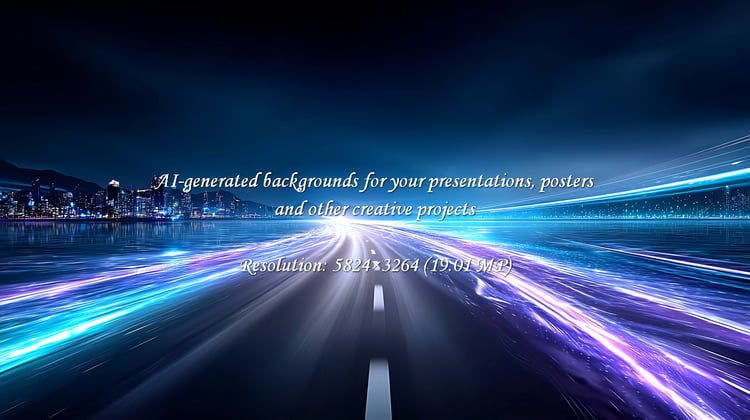 Captures the electrifying essence of a city at night, with a highway ablaze with motion blur and light trails. Perfect for themes of progress, speed, and technological advancement.