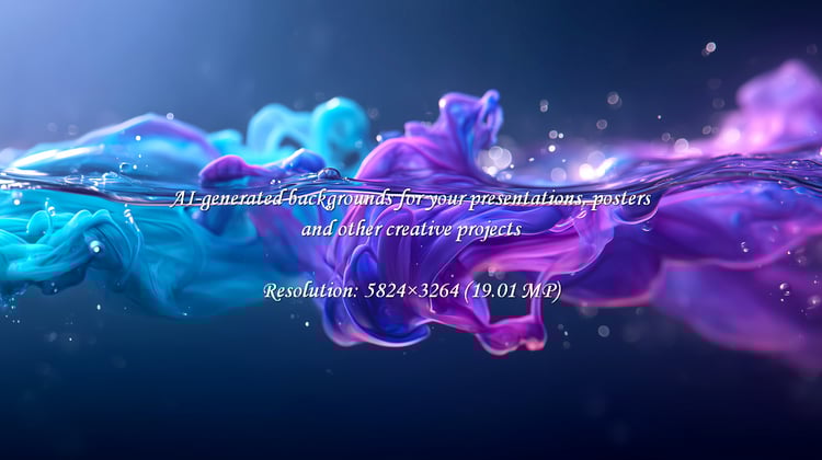 Witness a stunning display of fluid dynamics as vibrant turquoise and purple inks create mesmerizing abstract art within clear liquid. Perfect for modern design and creative projects.