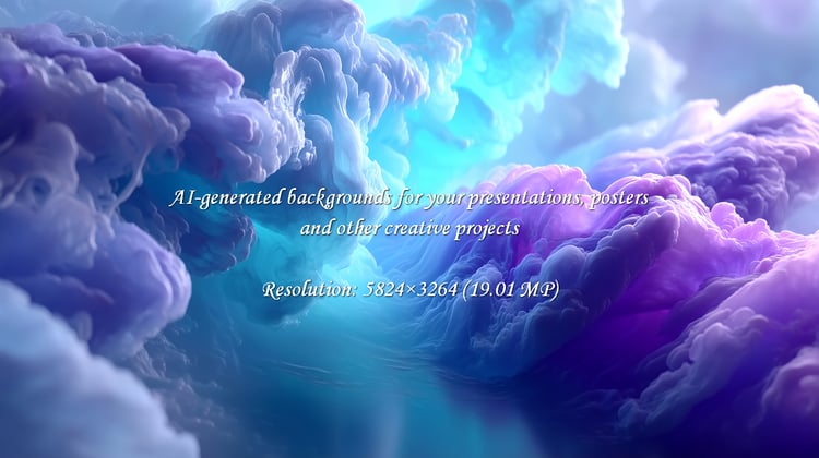 Immerse yourself in a breathtaking abstract seascape where ethereal clouds blend with serene waters, painted in a vibrant spectrum of blues and purples.