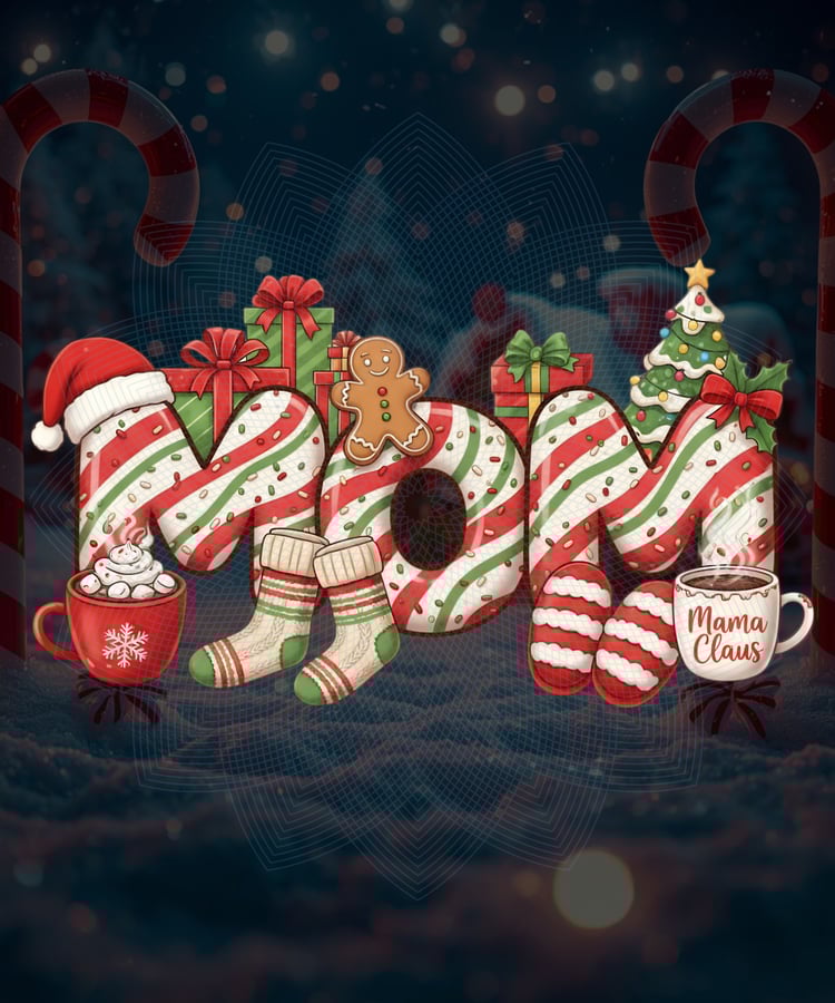 MOM Christmas PNG, Christmas mom design, holiday mom clipart, candy cane letters, Christmas sublimation, Santa hat PNG, mom Christmas shirt, festive mom graphic, holiday coffee mug design, Christmas gift for mom, cozy holiday PNG, Xmas candy cane art, Chr