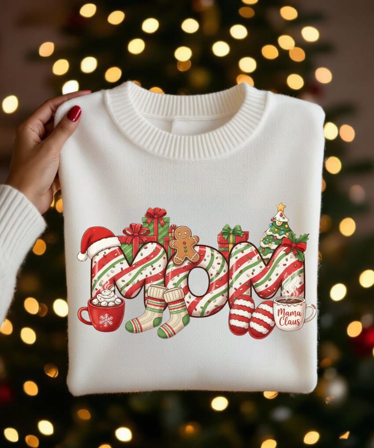 MOM Christmas PNG, Christmas mom design, holiday mom clipart, candy cane letters, Christmas sublimation, Santa hat PNG, mom Christmas shirt, festive mom graphic, holiday coffee mug design, Christmas gift for mom, cozy holiday PNG, Xmas candy cane art, Chr