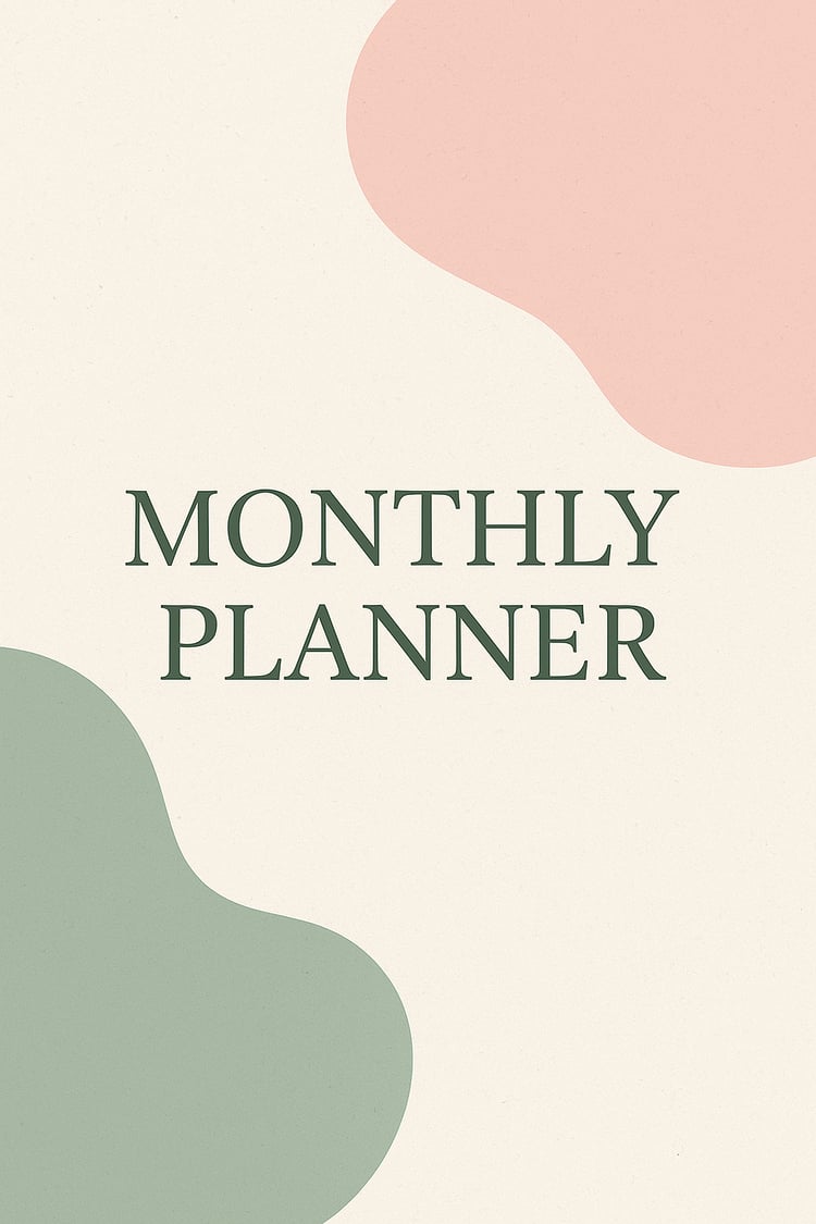 "Cover of My Monthly Planner with clean, simple text – minimalist printable for monthly events and notes."