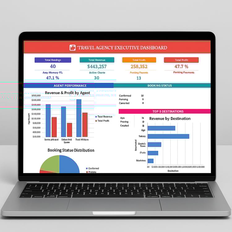 Travel Agency Management Dashboard in Excel with KPIs and Booking Analytics
