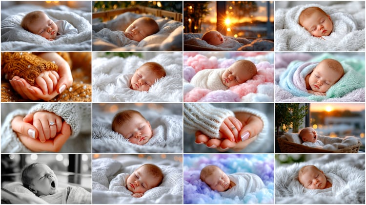 A heartwarming 3-pack series celebrating the miracle of a baby’s arrival. This collection captures tender and emotional moments — from pregnancy and anticipation to the first days of a newborn’s life. The photos feature baby shoes and hats, ultrasound ima