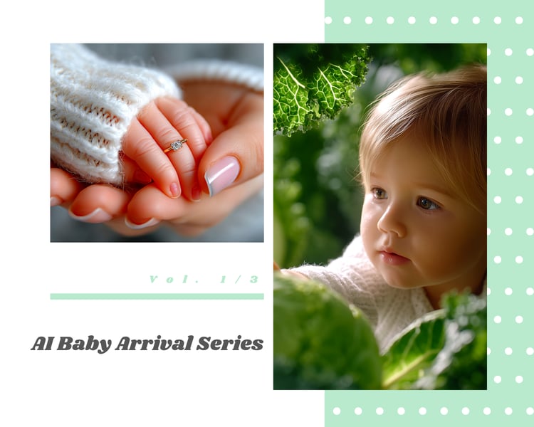 A heartwarming 3-pack series celebrating the miracle of a baby’s arrival. This collection captures tender and emotional moments — from pregnancy and anticipation to the first days of a newborn’s life. The photos feature baby shoes and hats, ultrasound ima