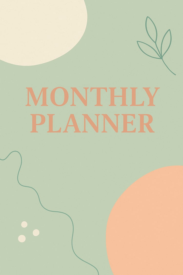 "Cover of pastel colorful monthly planner with soft, aesthetic design – cheerful and calm for monthly planning and goal setting."