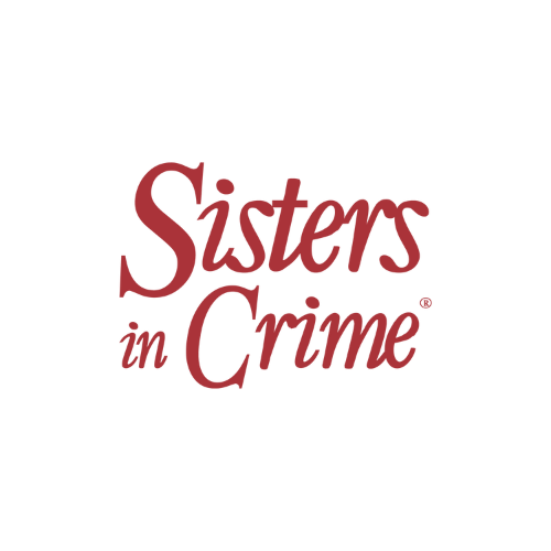 Sisters in Crime membership logo in bold red letters on a clean background.