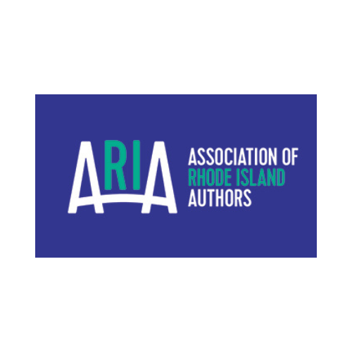 Association of Rhode Island Authors' on the right, set on a purple background with 'RI' and 'Rhode' highlighted in green.