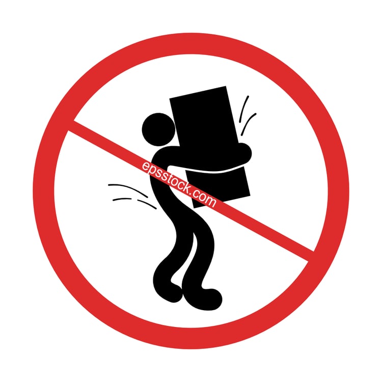 warning sign against lifting boxes alone
