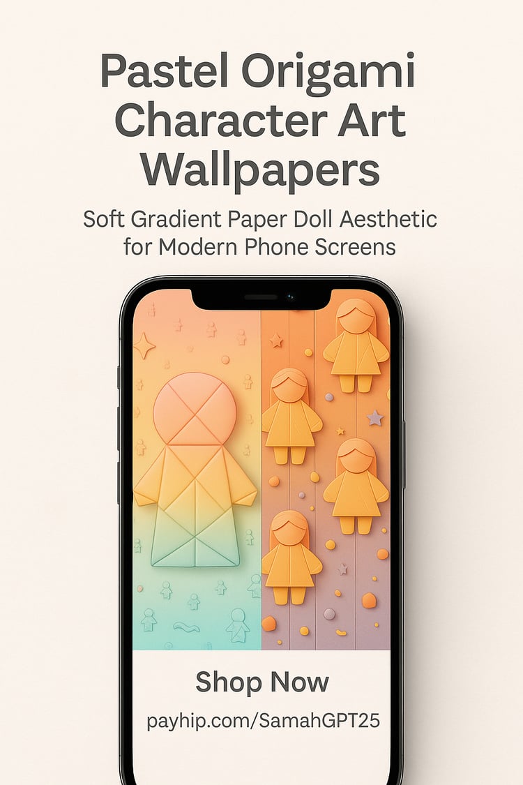 Pastel Origami Character Art Wallpapers – Soft Gradient Paper Doll Aesthetic for Modern Phone Screens