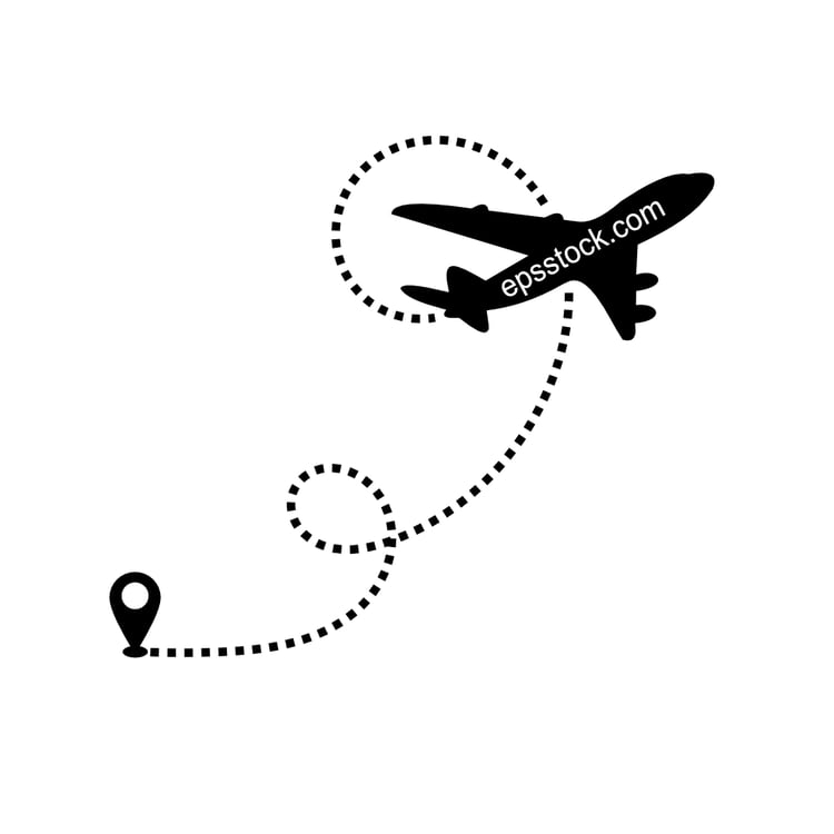 Airplane flight route with line trace